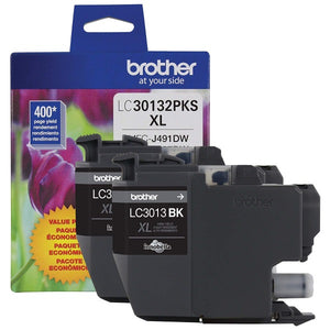 Brother High Yield Black Ink Cartridge 2-Pack (2 x 400 Yield) LC30132PKS