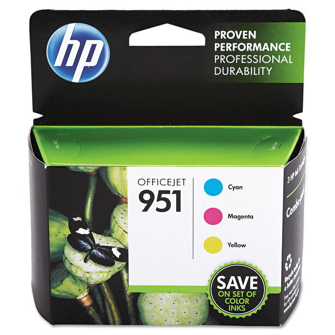HP 951 Cyan/Magenta/Yellow Standard Yield Ink Cartridges, 3/Pack (CR314FN)