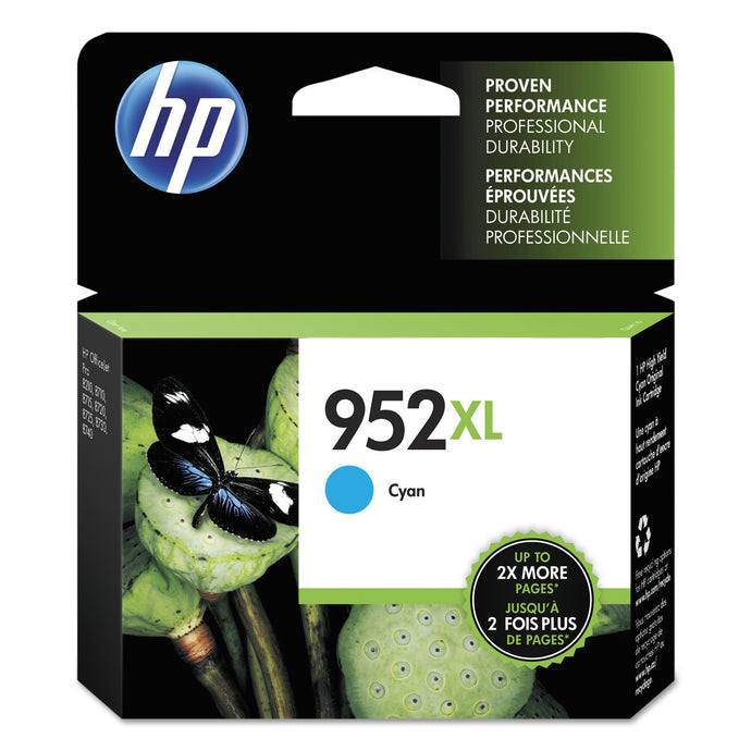 HP 952XL Cyan High-Yield Ink Cartridge, (L0S61AN)