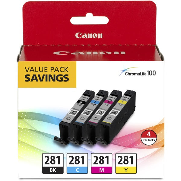 Canon CLI-281 Four Color Ink Cartridge Value Pack Includes K/C/M/Y 2091C005