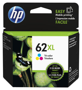 HP 62XL Tri-color High Yield Ink Cartridge, (C2P07AN)