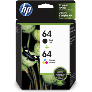 HP 64 Tri-Color/Black Ink Cartridge Combo, 2-Pack (X4D92AN)